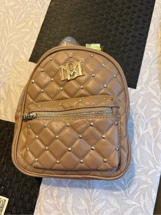 Badgley Mischka Quilted Mini Backpack in Taupe