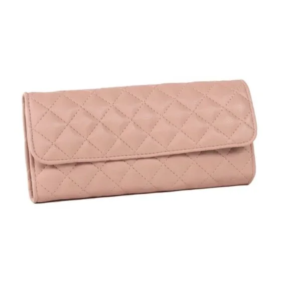 BROUK AND CO Leo Travel Jewelry Clutch Case Quilt Foldable Pink