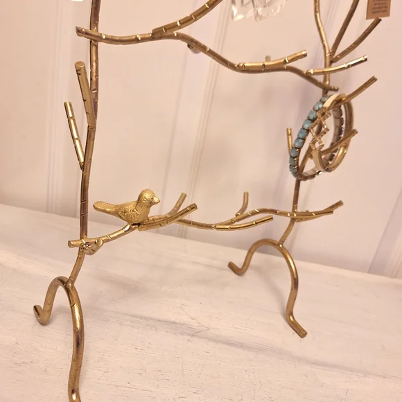 Birds Gold Metal Jewelry Display Stand Tree Branch Organizer Holder Gift for Her