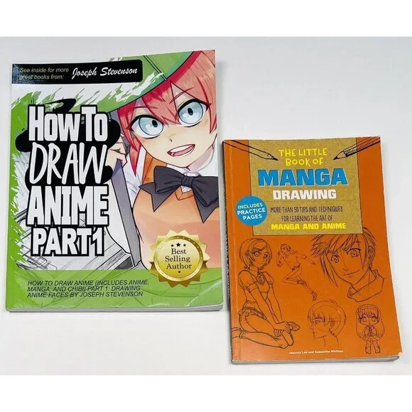 Lot 2 How To Draw Anime Part 1 & The Little Book of Manga Drawing Paperback EUC