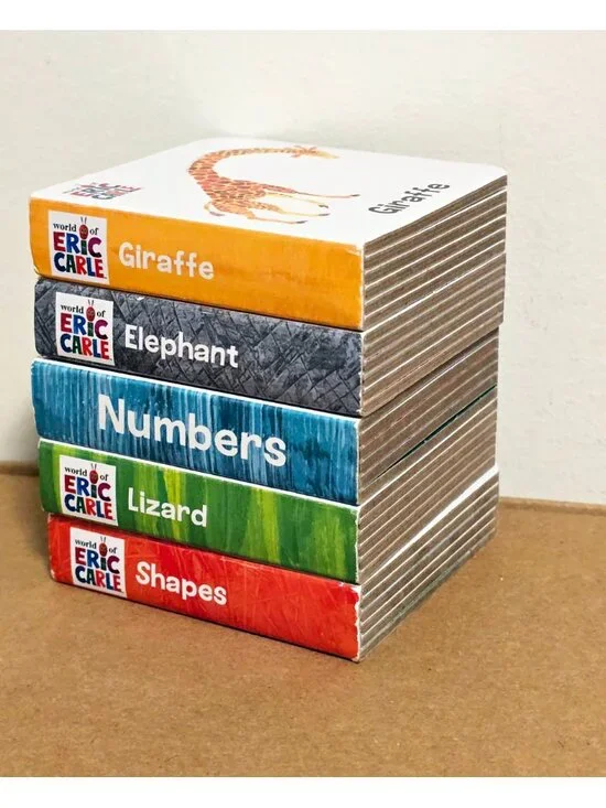 Eric Carle Set 5 Mini Board Books Animals + Math Giraffe Elephant Numbers Lizard