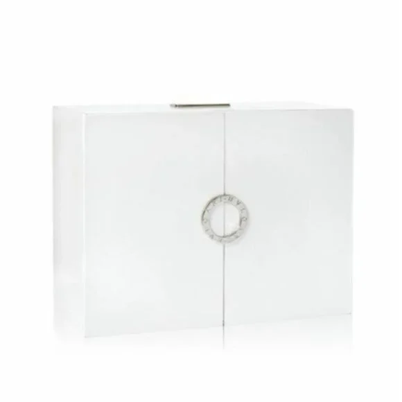 BVLGARI Parfums Cardboard Jewelry Train Case Cosmet Vanity Organizer Box White