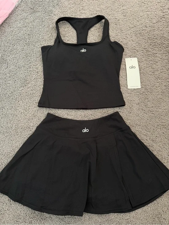 alo black Tank and Skirt Set