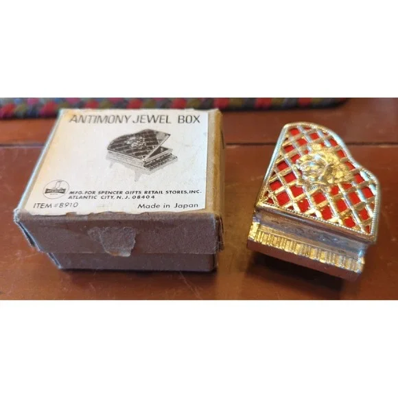 Vintage 1970s Antimony Jewelry Jewel Piano With Original Box Made‎ In Japan