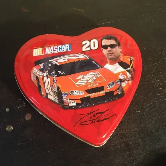 Tony Stewart Nascar Heart Shaped Tin Box