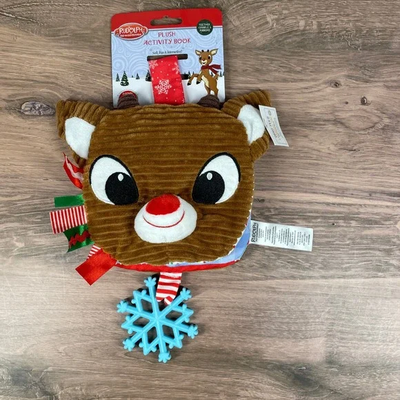Rudolph The Red Nosed Reindeer Plush Activity Book Teether Crinkle Toddler