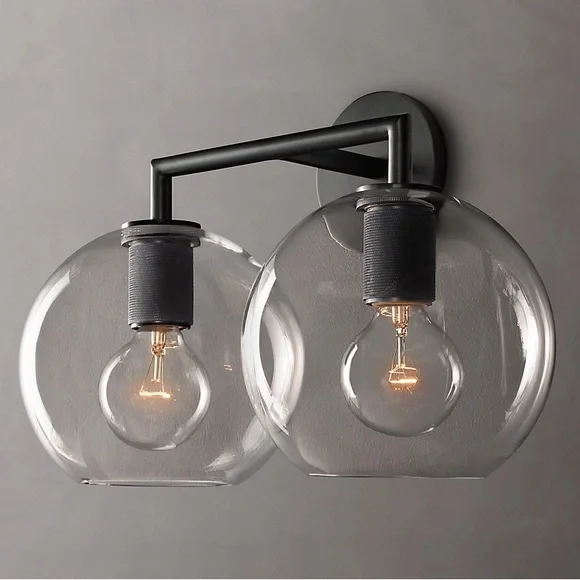 Restoration Hardware Utilitaire Globe Shade Double Sconce