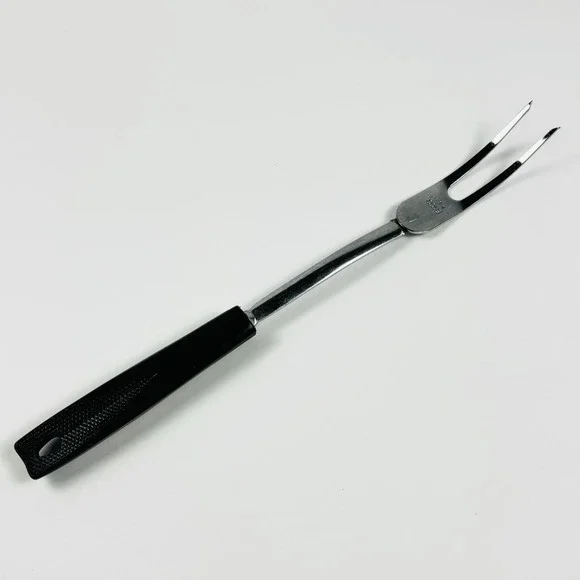 Ekco Stainless Meat‎ Carving Serving Fork Black Plastic Handle USA - 11 3/8