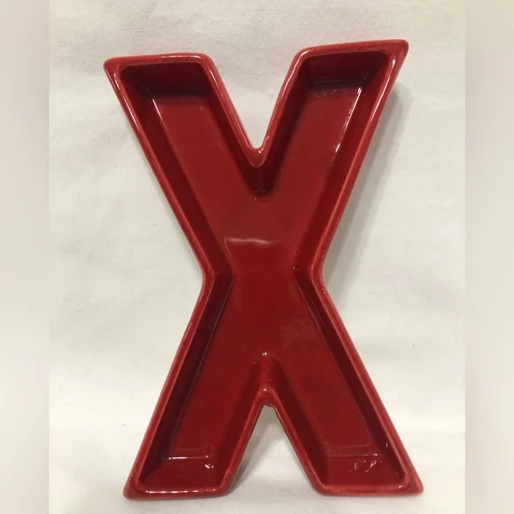 Ceramic letter X jewelry Tray Tray red wine. 6”L X 4” W