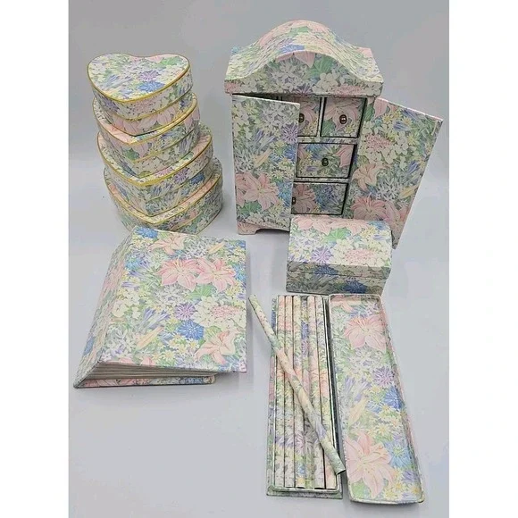 Vintage Otagiri The English Collection Popprint London Paper Organizer 8 Pc Set‎