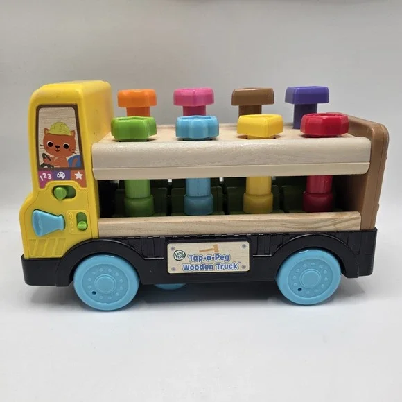 Tap-a-Peg Wooden Truck Toy, Learning‎ Colors Counting Hammer Peg Preschool STEM