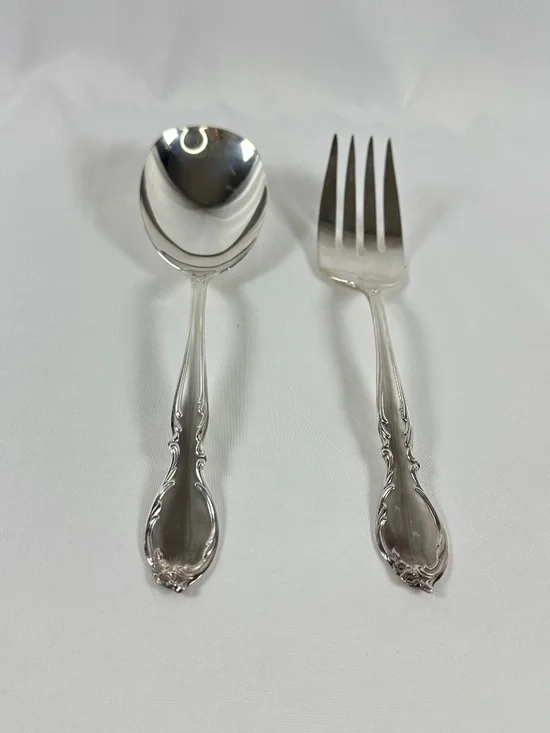 Hostess Set, Spoon & Fork Moonlight Pattern, 1959, Wm. Rogers IS,  Silver plate