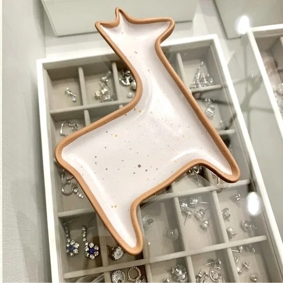 Llama Shaped Ceramic Ring Trinket Dish Holder Tray