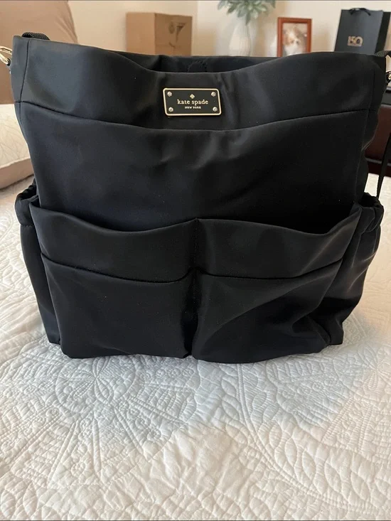 Kate Spade Black Nylon Black Baby Diaper Bag Tote. Like New!