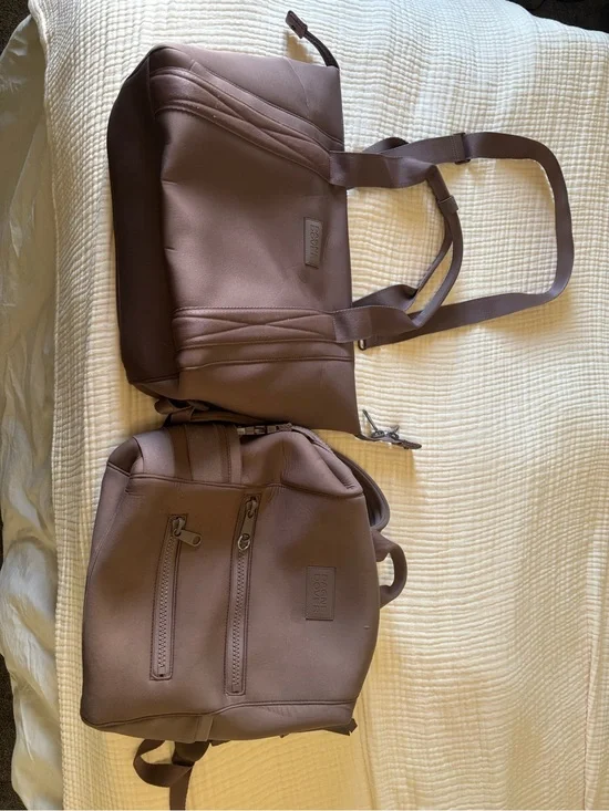 Dagne Dover in Dune Landon carryall and Indi diaper bag Set