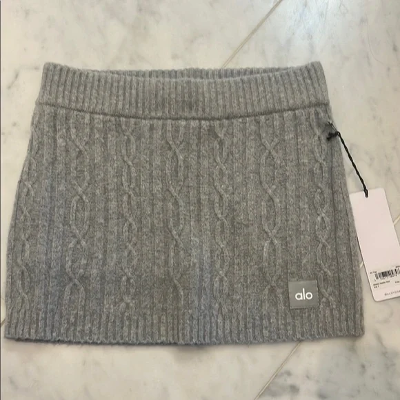 ALO Yoga Grey Cable-Knit Mini Skirt