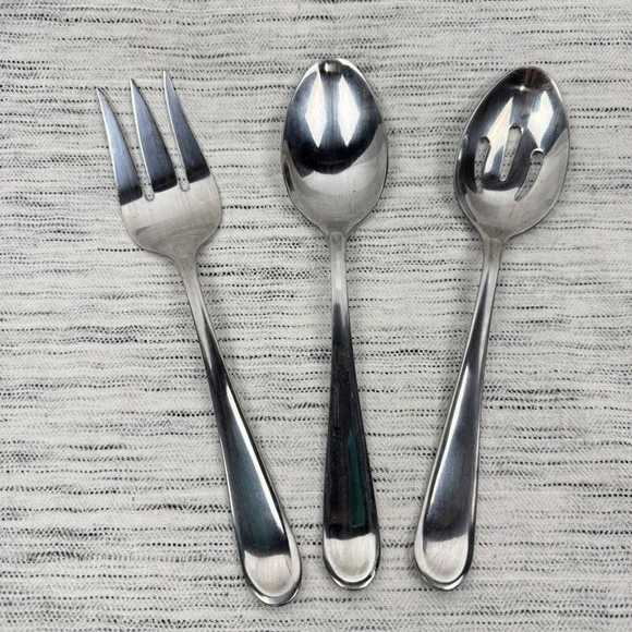 Hampton Silversmiths Stainless Steel Serving Set Spoons Fork Glossy China 195