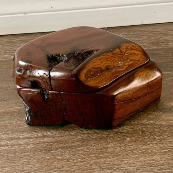 Vintage Wooden Ring Box Red Wood Rustinc Box Handmade