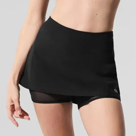Alo Alosoft Serve It Up Skirt Black Size Extra Small NWT Tennis Padel w/ Shorts
