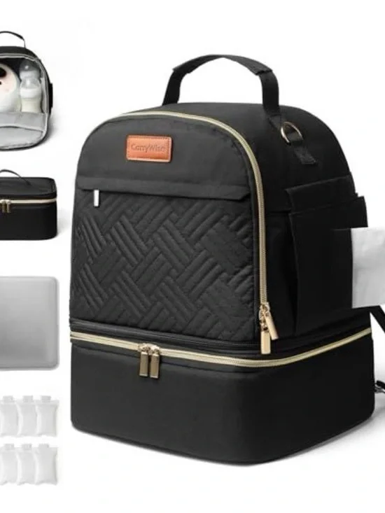 CamyMile Quilted Black Multi-Compartment Backpack