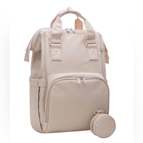 NWT Diaper Backpack with Baby Changing Mat, Beige