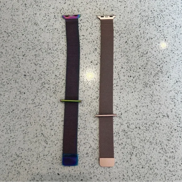 Pair of metallic Apple Watch bands