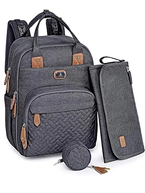 Dikaslon Dark Grey Diaper Bag Pacifier Case Folding Changing Bag NWOT