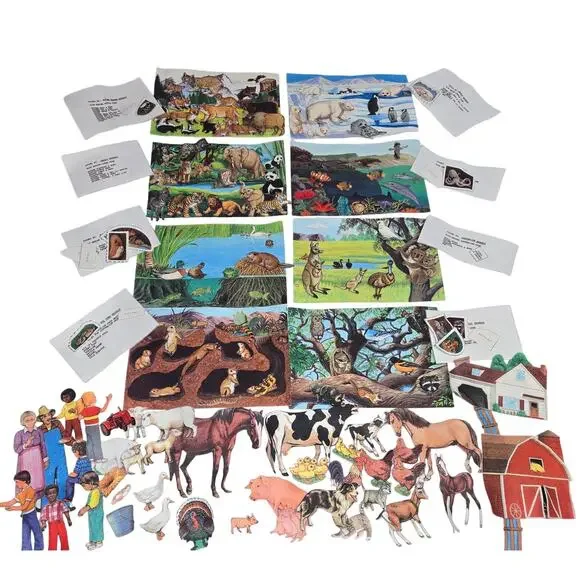 Unfinished Fabric Quiet Flannel Board Activity Book Animal‎ Habitats Farm 125+