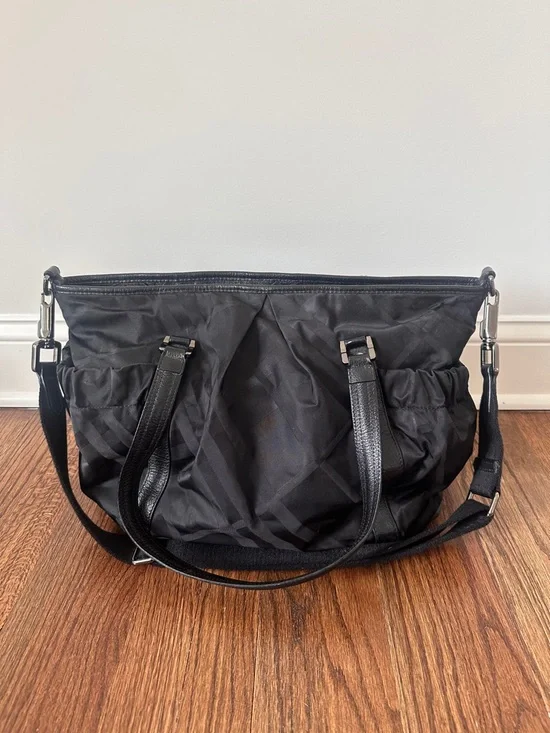 Burberry Black Quilted Nylon Baby Bag