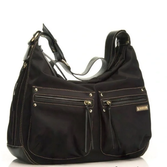 StorkSak Nylon Diaper Bag Black Emily Australia Nappy bag Stylish