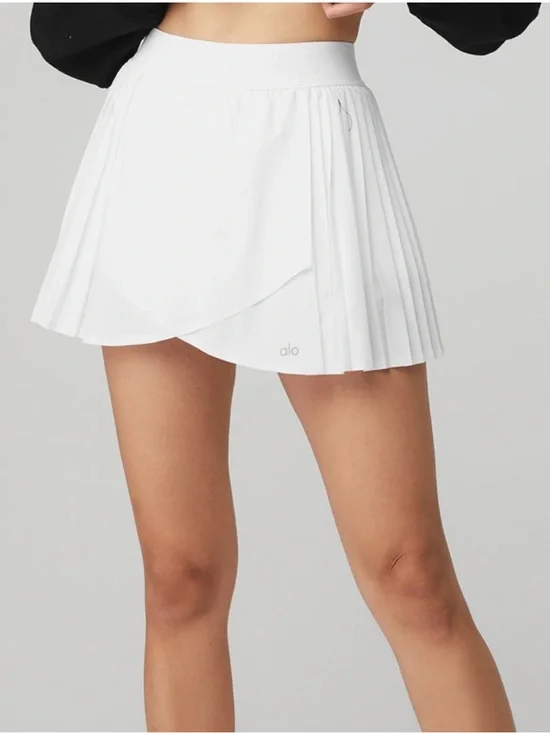 ALO Yoga White Pleated Circle Skirt