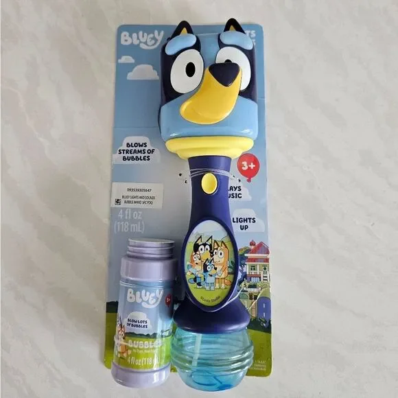 Little Kids Bluey Light and Sound Musical Bubble Wand Includes Bubble Solution