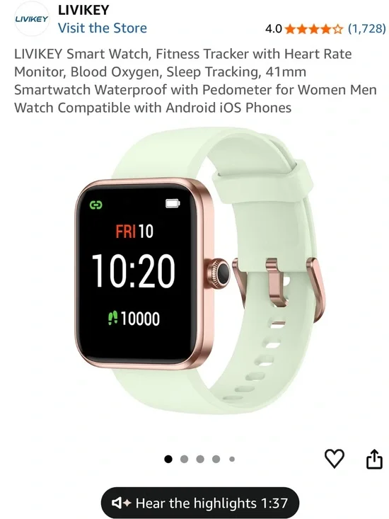 LIVIKEY Smart Watch 41mm waterproof