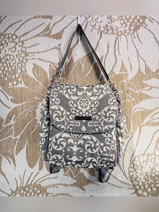 Petunia Pickle Bottom Boxy Backpack Earl Gray Cream Chenille Convertible Diaper