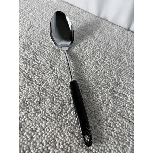 Vintage‎ Ekco Chromium Plated Serving Spoon Black Handle Made in USA 12.25 Inch