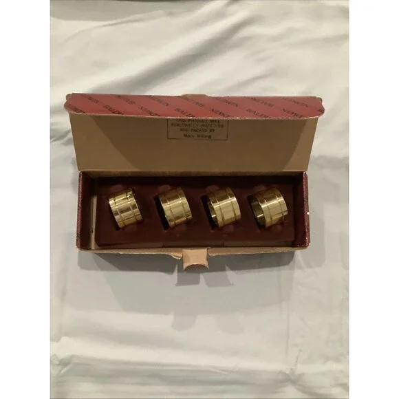 Baldwin  Devon Polished Brass Napkin Rings set 4 NEW