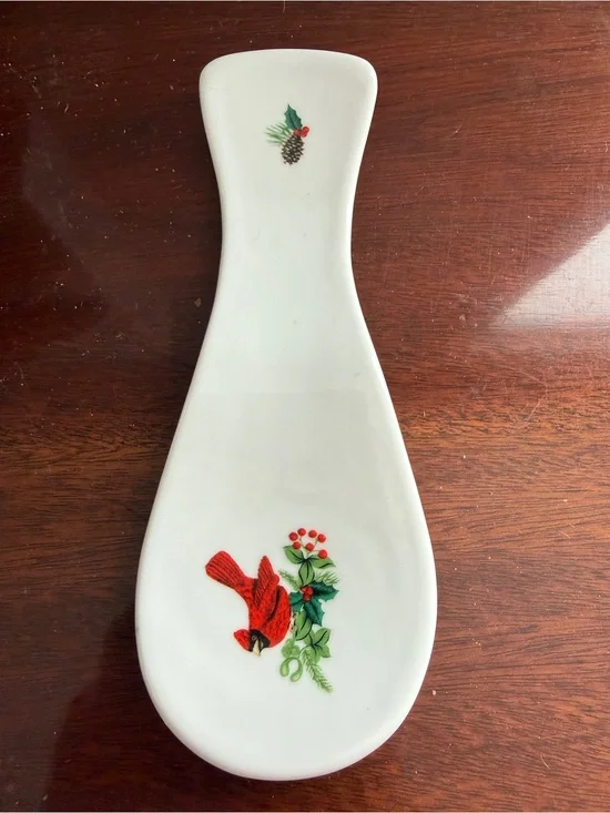 Royal Norfolk Ceramic Christmas holiday cardinal spoon rest