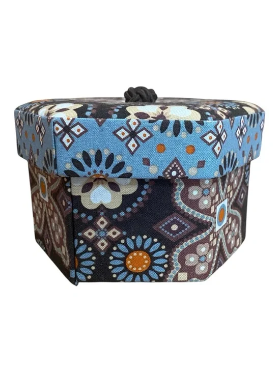Vera Bradley Hexagon Jewelry Box In Canyon Print Brown 2 Tiers