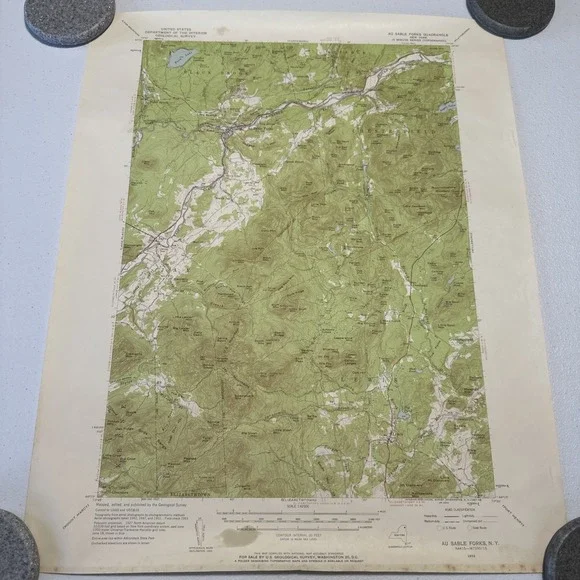 USGS GEOLOGICAL AU SABLE FORKS NY NEW YORK 1953 Quadrangle 1:625 MAP‎ VTG