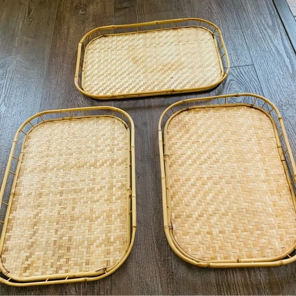 Bamboo vintage trays set of 3