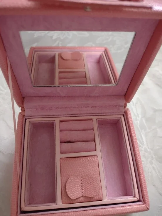 Wolf 1834 Pink Jewelry Box Travel Case Crystals Silver Tone Detail