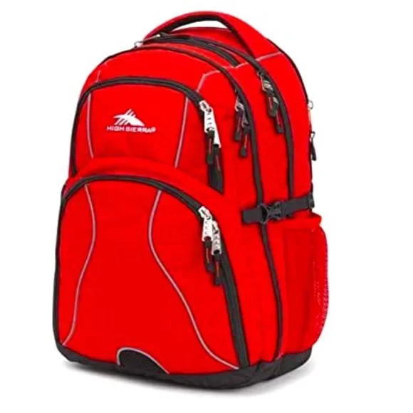 NWT High Sierra Backpack Waterproof Diaper Bag Hike Work Travel Laptop Red Gray