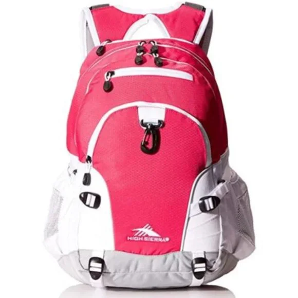 NWT High Sierra Backpack Waterproof Diaper Bag Hike Laptop Pink White Gray Baby
