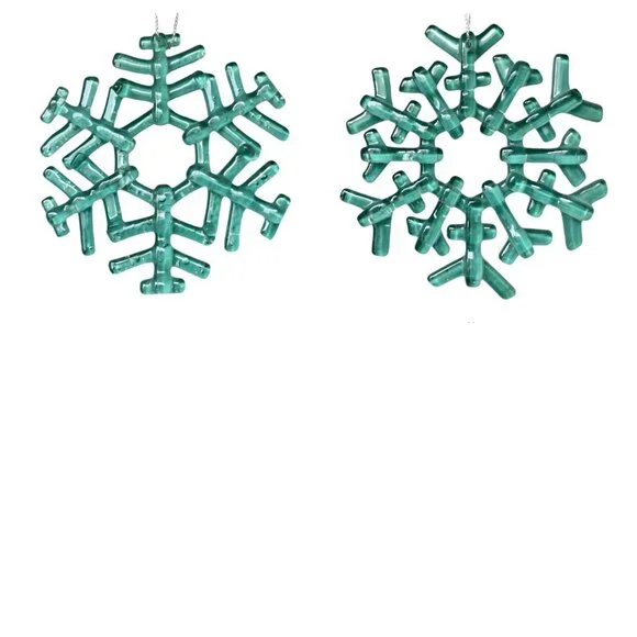 ❄ Restoration Hardware Glass Snowflake Christmas Ornaments - Set of 2