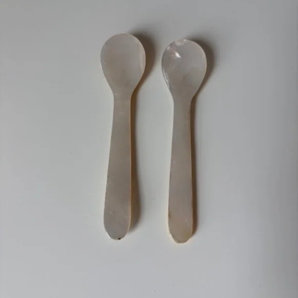 Vintage Small Serving Spoons Mother of Pearl Style Set of 2 Approx 4.5