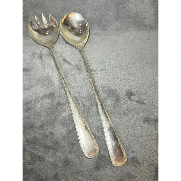 Vintage Italy Silver Plated Salad Servers 10