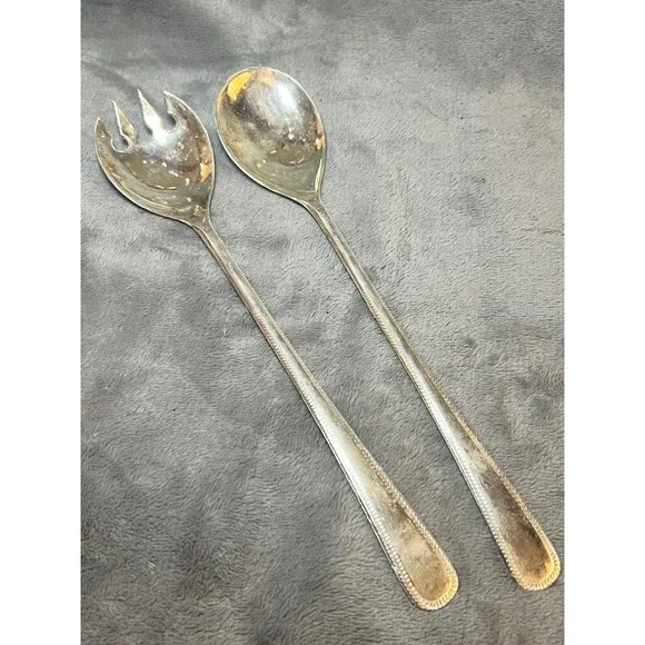 Vintage Italy Silver Plated Salad Servers 10