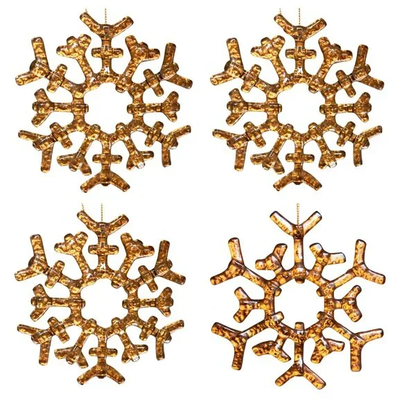 ❄Restoration Hardware Glass 12 Point Snowflake Christmas Ornaments - Set…