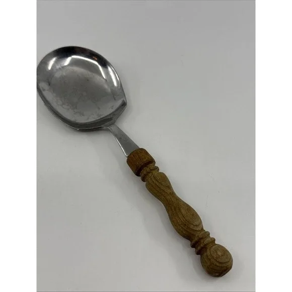 Vtg Rostfrei Stainless Steel Wood Handle Serving Scoop Spoon Kitchen Utensil 8