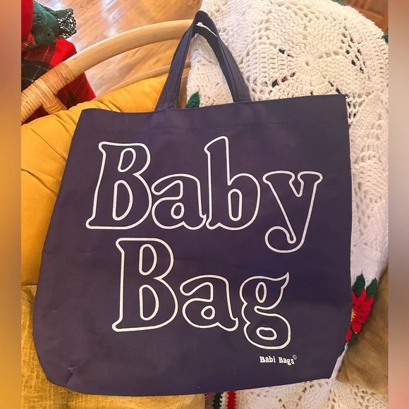 Navy Blue & White Baby Bag by Babi Bags Tote Bag